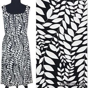 Bisou Bisou Black and White Vine Leaf Sundress, Women's 8